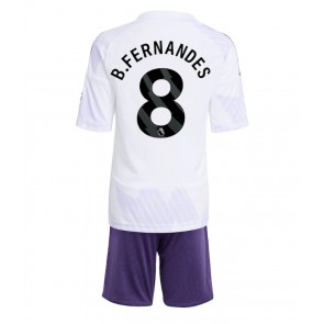 Manchester United Bruno Fernandes #8 Bortaställ Barn 2025-26 Kortärmad (+ Korta byxor)